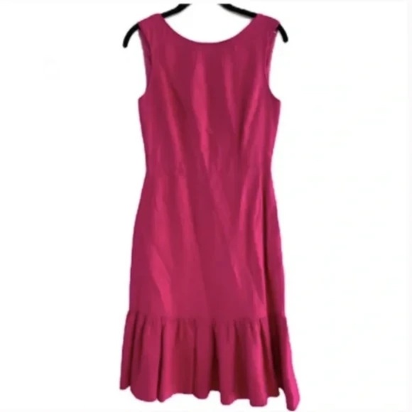 Kate Spade Ruffle Hem Sheath Knee Length Dress Sleeveless Pink Barbiecore Size 4 - Picture 3 of 6